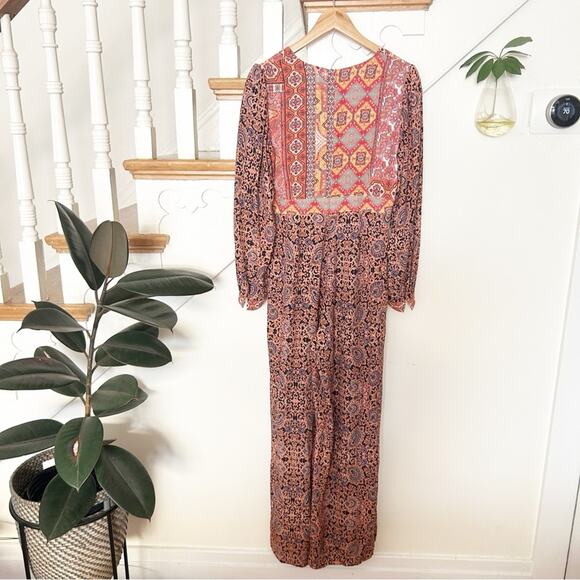 NWT Kachel x Anthropologie Pink Rose Patchwork Jumpsuit Long Sleeves Size S - Picture 7 of 9